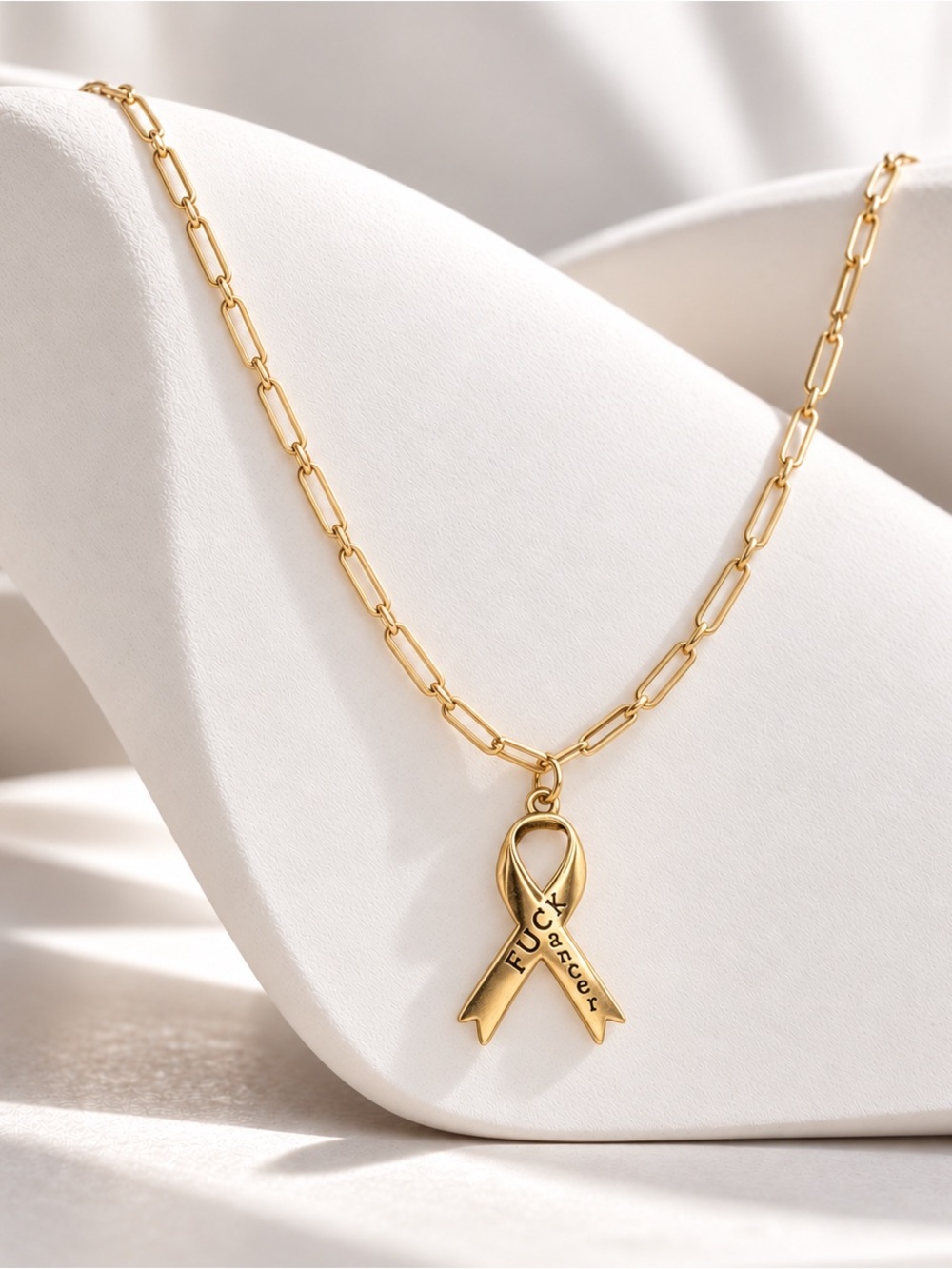 18k Gold Plated Paperclip Necklace / F Cancer GIFT 18” gold / WATERPROOF